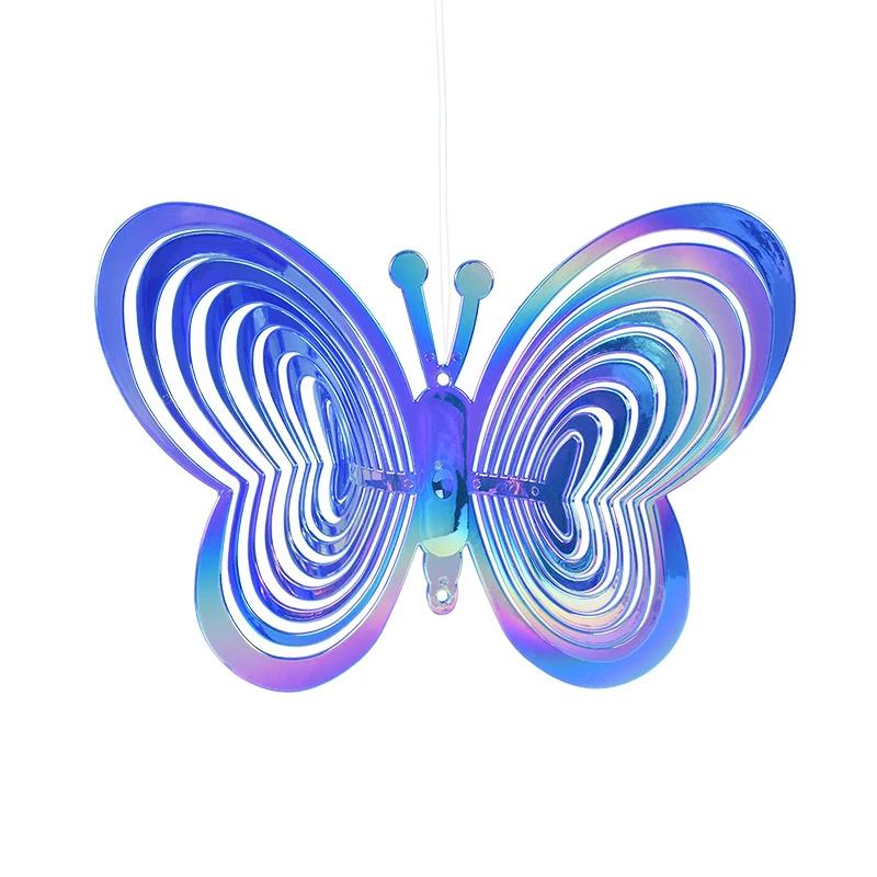 Heart Butterfly Wind Spinners Hanging Ornaments Bird Deterrent Wind Catcher Rotating Wind Chime Home Garden Outdoor Decorations