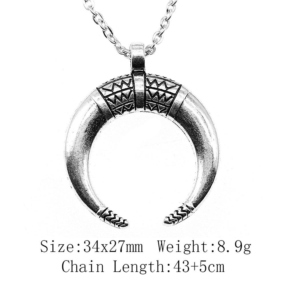 Punk Witch Horn Crescent Pendant Necklace For Women Men Half Moon Necklace Crescent Lune Necklace