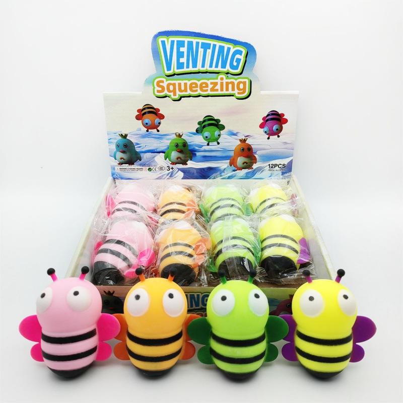 Soft Squishy Bee Stress Relief Toy Slow Rising Cute Animal Fidget Toy Anxiety Relief Gift for Kids Adults Party Favor Classroom