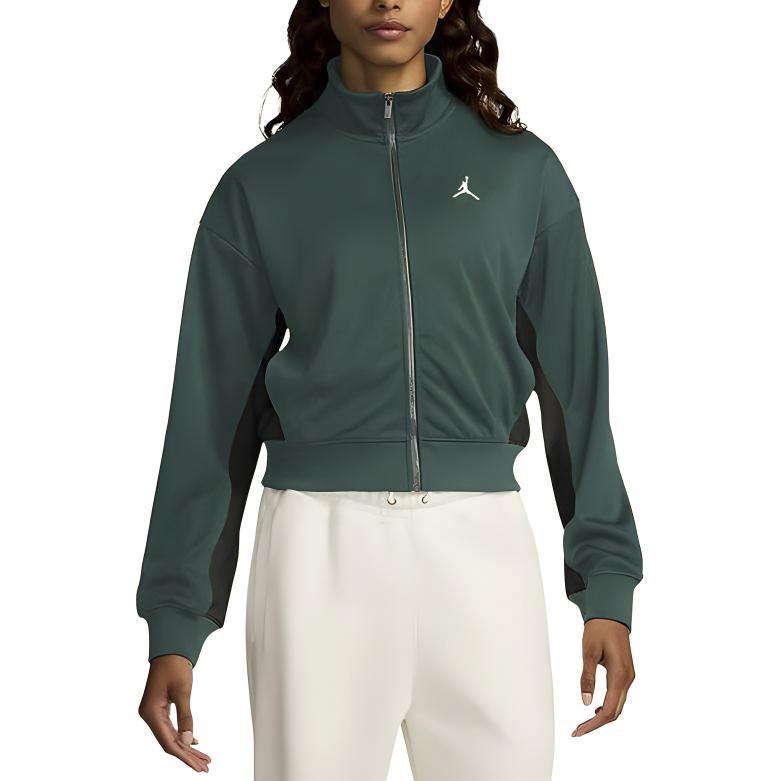 Jordan Retro Sports Zip-Up Jacket With Stand Collar Women Jacket Peacock-Green FV7105-366