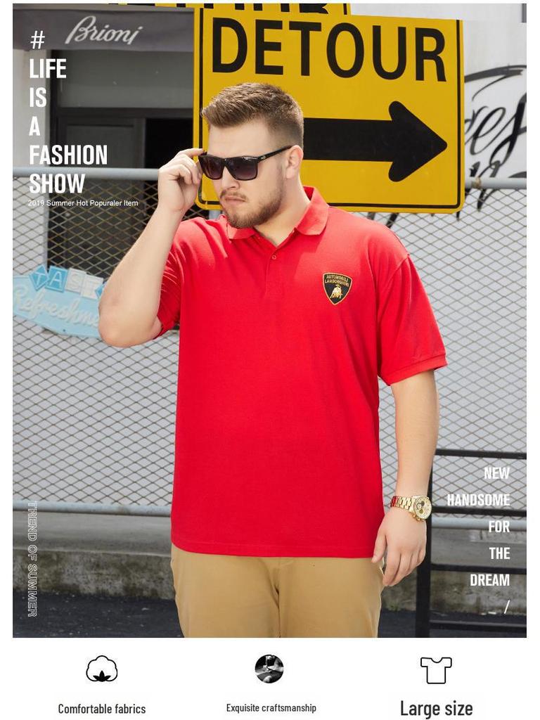 Youth Extra Large Short Sleeve Cotton Polo Shirt with Lapel, Sweat-Absorbent, One Piece, Comfortable.