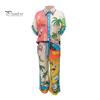 Conjunto de Blusa y Pantalones para Mujer 2 Piezas/Set Camisa Pantalones para Mujer Estilo Vacaciones Hawaii Estampado Colorido Manga Corta de un Solo Botón Ropa de Resort Solapa