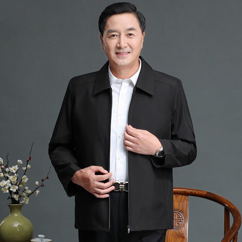 Men's Cotton-Padded Jacket for Dad: Spring & Autumn Button-Up for Middle-Aged & Elderly