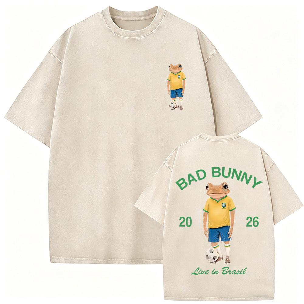 Gewaschenes Vintage Rapper Bad Bunny T-Shirt Debi Tirar Mas Fotos DTMF Welttournee T-Shirts Herren Damen Mode Hip Hop Beliebte T-Shirts