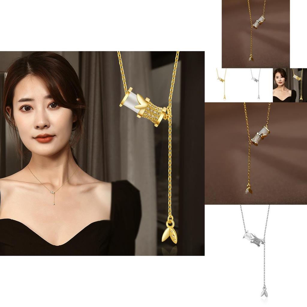 Elegant Bamboo Style Cat Eye Stone Necklace Stylish Korean Design For Women 2022