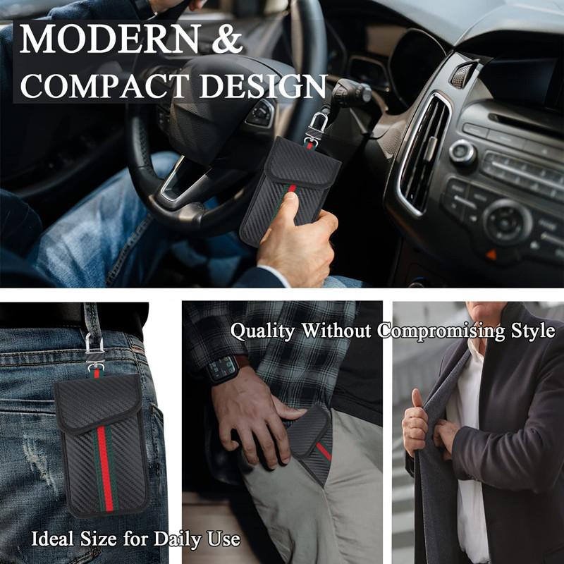 Durable Compact RFID Blocking Car Key Bag Portable Signal Shield Protector Keyless Entry Anti Theft Secure Storage Auto Case Bag