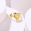 Zircon Heart Bow Knot Rings for Women Opening Gold Color Stainless Steel Ring Minimalist Couple Band Aesthetic Jewelry anillos