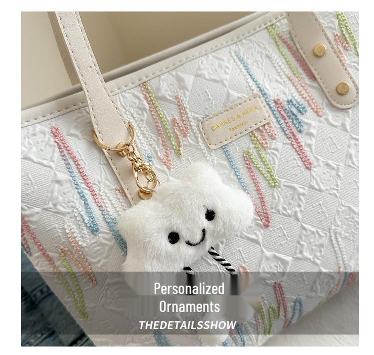 Large Canvas Embroidery Tote Bag for Women - Versatile, Casual Shoulder Bag, Perfect for Autumn 2024.