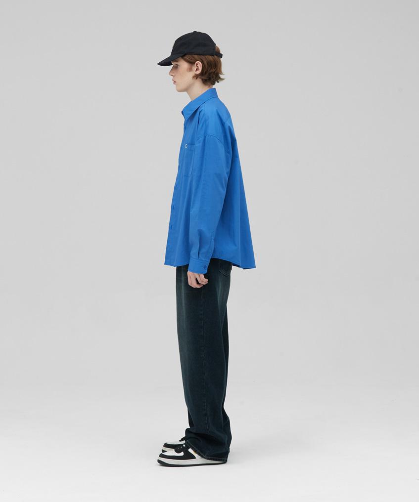 STENDS [M~4Xl] Flow Cotton Shirt_Deep Blue