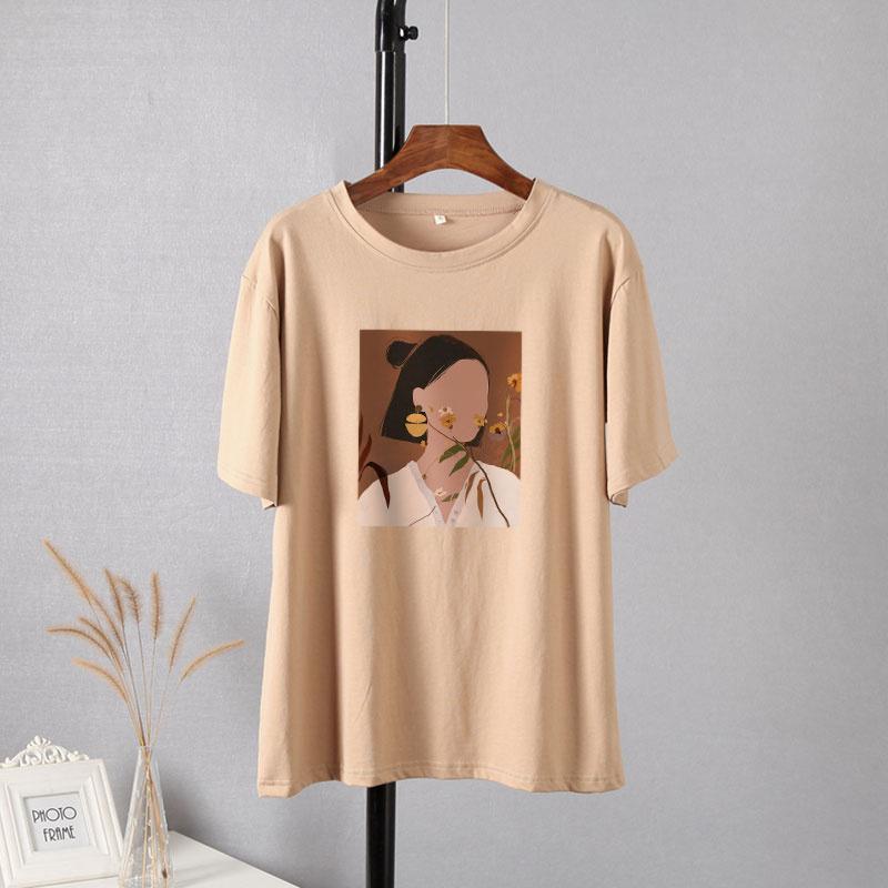 Camisetas Estéticas Estampadas de Manga Corta Hirsionsan para Mujer 2021 Verano Moda Chic Camisetas Holgadas Gráficas Góticas Tops Casuales Femeninos