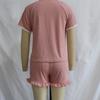 Summer Patchwork Nightgown with Short-sleeved Short Pants Set - Sweet Lace and Ruffled Tie-on Home Wear for Women