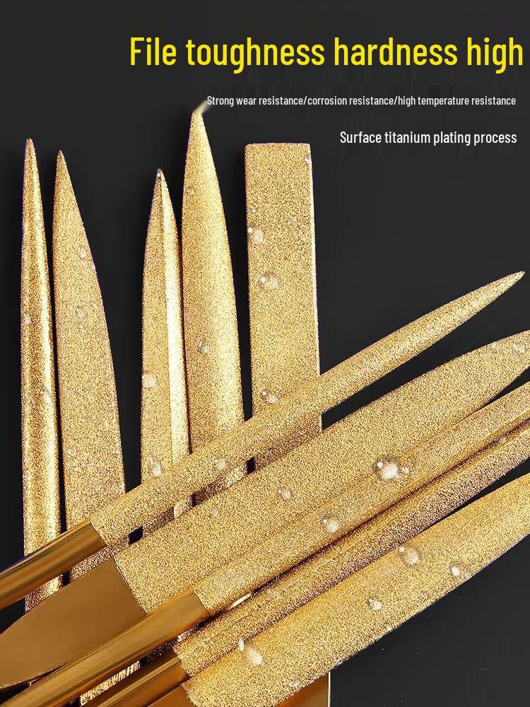 Titanium-Plated Diamond Needle Files Set - Mini Scraper and Grinding Tools Assortment