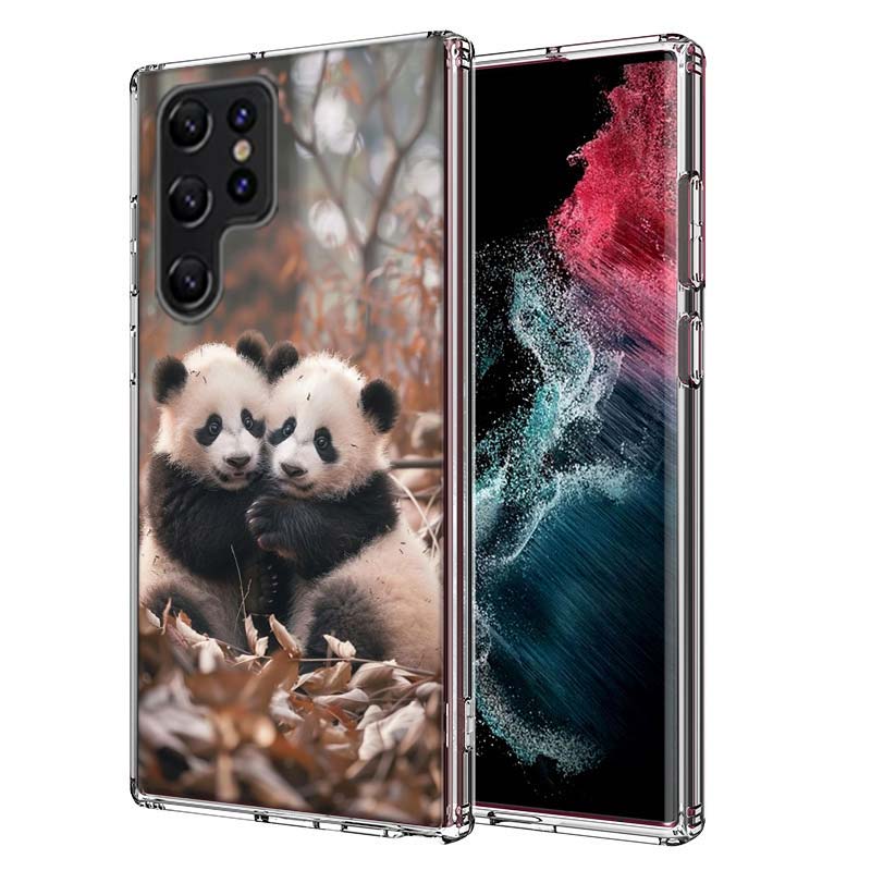 Panda Baby, Giant Panda Family Capa Phone Case For Samsung S26 Ultra S25 Edge Galaxy S23 S21 S20 S24 FE S22 S10 Plus Cover Clear