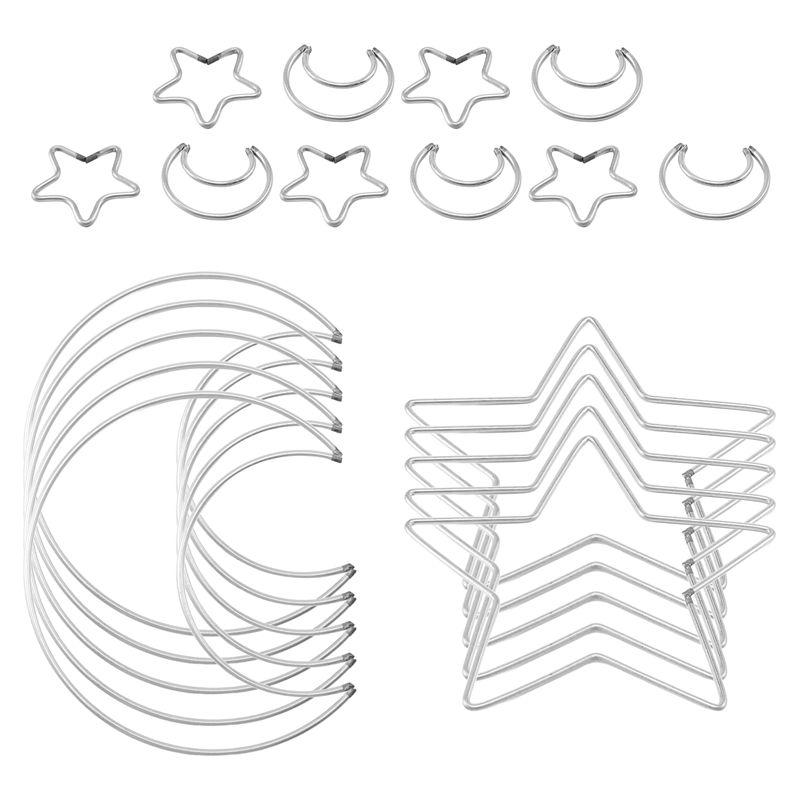 AEE4-Moon Star Dream Catcher Metal Hoop Rings Circle Macrame For DIY Craft Dream Catcher Making Home Wall Hanging Decoration