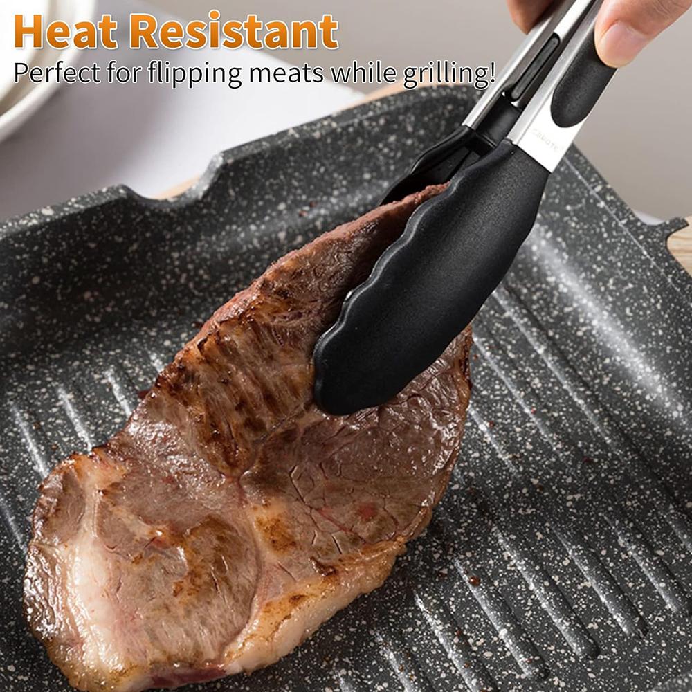 9'' Black Steel Silicone Food Clip With Silicone Rubber Grips