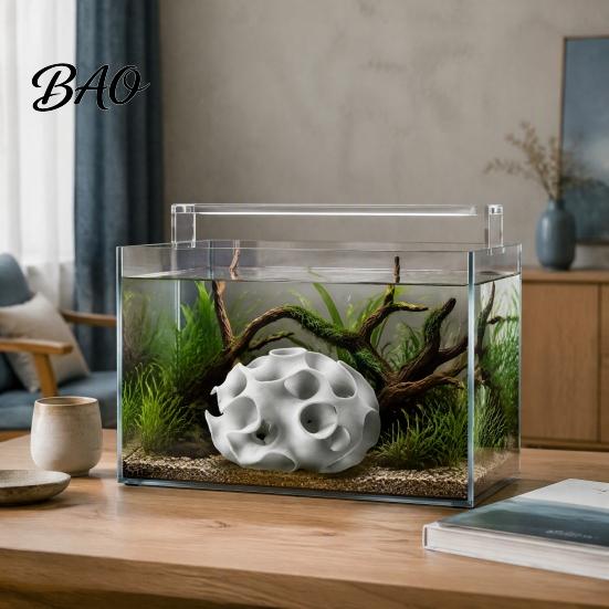 Aquarium Shrimp Shelter 3D Print Hideout, Sphere Hollow Fish Breeding Cave, Cave for Tank Ornament Shrimp, Small Fish, Aquascaping Layouts House