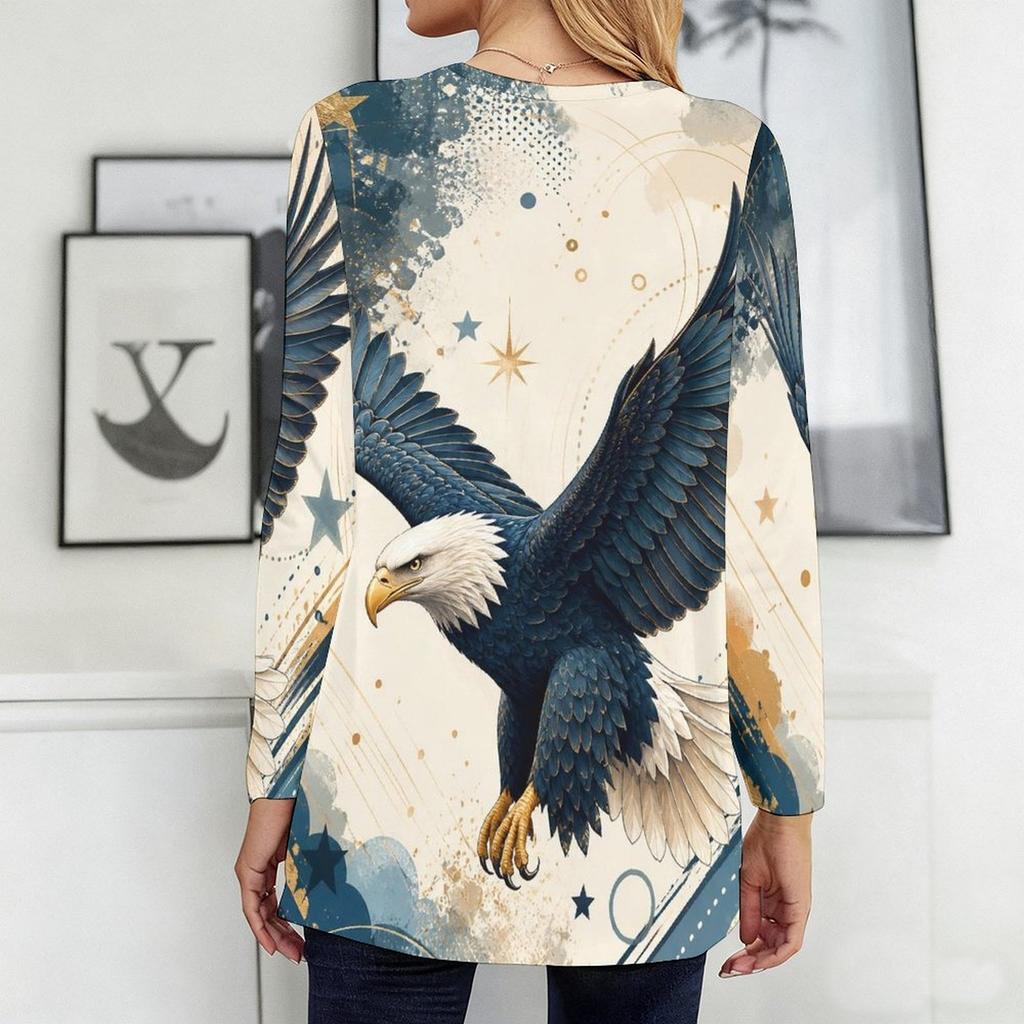 Womens Plus Size Long Sleeve Pocket T Shirt Loose Soft Casual Daily Leisure Blouse