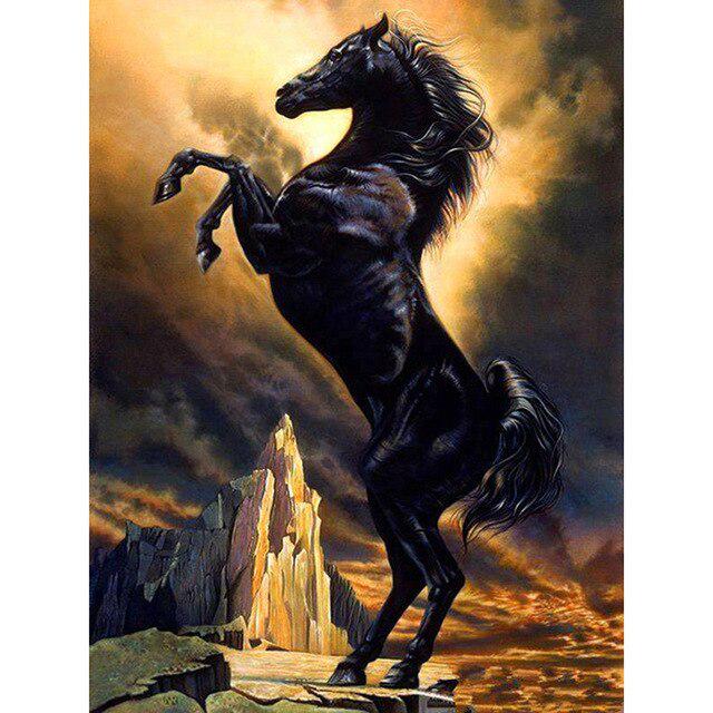 DIY 5D Diamond Painting Horse Full Round Diamond Embroidery Animal Mosaic Picture Cross Stitch