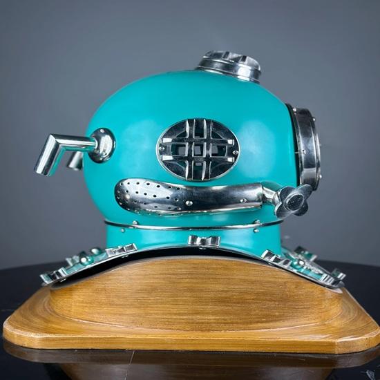 45,72 cm Grüner Tiefsee Taucher Tauchhelm mit Holzsockel Marine Nautisch Boston Tauchhelm Bestes Geschenkobjekt