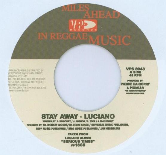 

7inch Record LUCIANO 2 Stay Away VPS8943 VP Records Jamaica Reggae Ska Dub Used