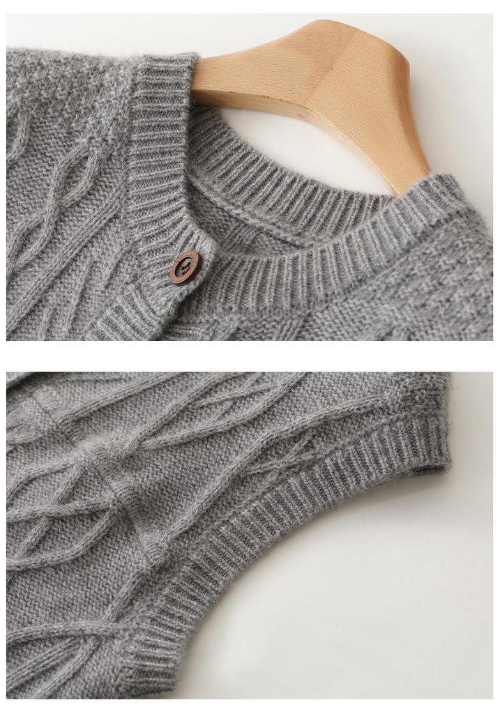 Women's Early Autumn Cashmere Cable Knit Sleeveless Vest Sweater Top