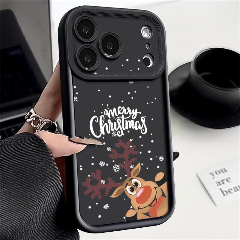 Cute Christmas Elk Pattern Case For iPhone 17 Air 16e 16 15 14 Pro Max 13 17 Pro Max 17 Pro 17 Shockproof Soft TPU Silicone Phone Cover Funda