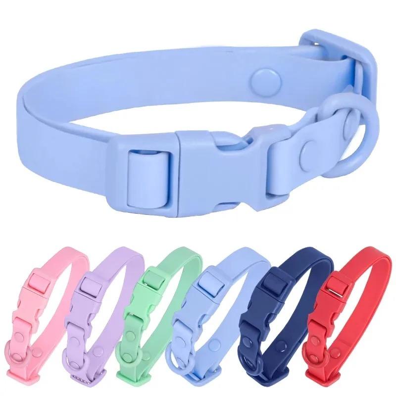 Waterproof PVC Dog Collar Soft Plastic Rubber Puppy Collar with Safety Buckle Adjustable Pet Collars for Small Medium Large Dogs