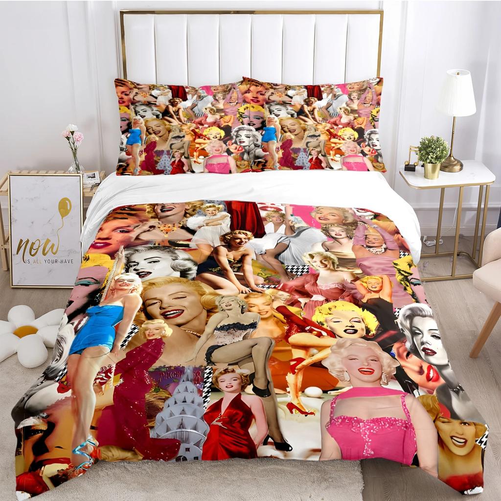Marilyn Monroe Duvet Cover Soft Bedding Set with Pillowcases for Teens Single Double Queen King Size
