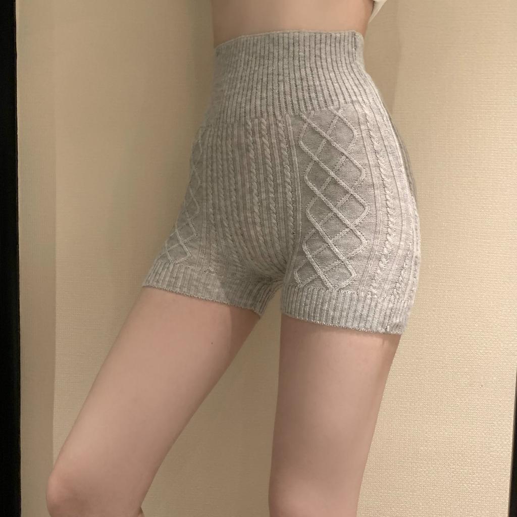 Autumn And Winter Comfortable Anti-glow Shorts Knitted Fall And Winter High Waist Simple Solid Color Bottoming Safety Pants