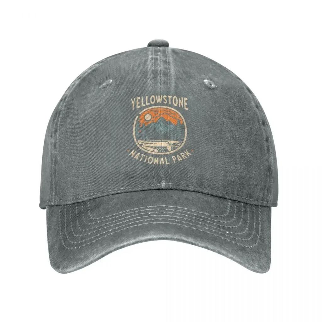 Yellowstone Nationalpark Baseballkappen Klassisch Used Gewaschen Wyoming Berglandschaft Sonnenuntergang Snapback Hut Outdoor Kappe
