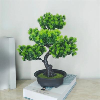 1 Stück 45 cm/17,72 Zoll Eleganter künstlicher Kiefern-Bonsai-Baum, Tisch-Bonsai, pflegeleicht und naturgetreu, perfektes Geschenk für Pflanzenliebhaber,