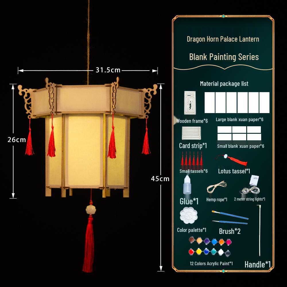 2025 Mid-Autumn Festival DIY Children's Paper Lantern Set - Handcrafted Luminous Xuan Paper Lanterns with Floral and Rabbit Palace Designs