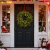 Artificial Norfolk Pine Christmas Wreath with Red Berries Heart Shape Greenery Holiday Decoration 45cm Lightweight