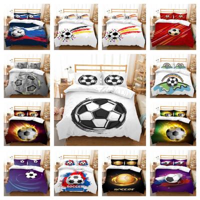Unique Design Bedding Cover Set Vintage Home Textiles Football Printed Microfiber Breathable Quilt Cover Children