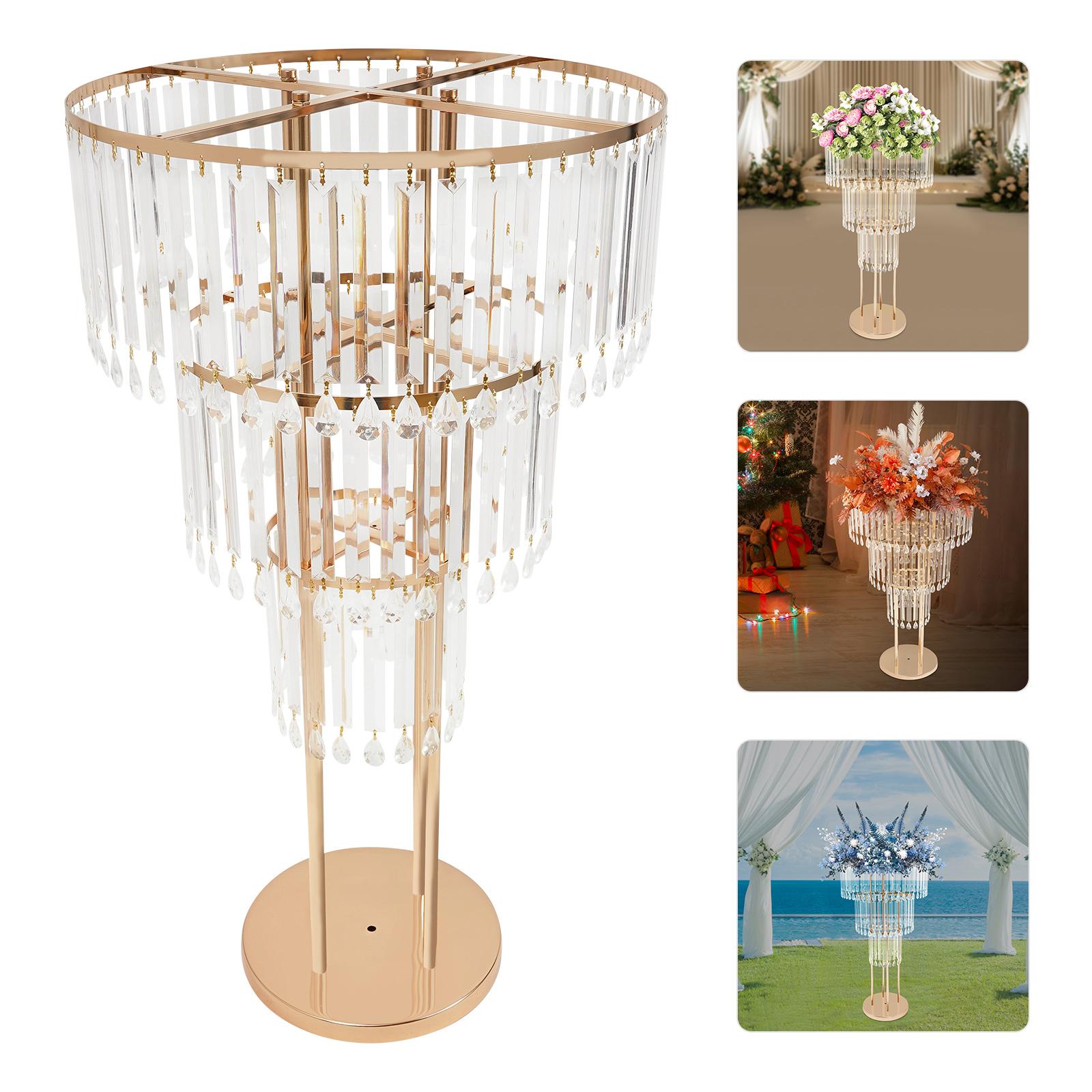 

3-ярусная хрустальная подставка для цветов, золотая круглая декорация для цветочной композиции, отдельно стоящая 50*72 см для свадьбы золотой