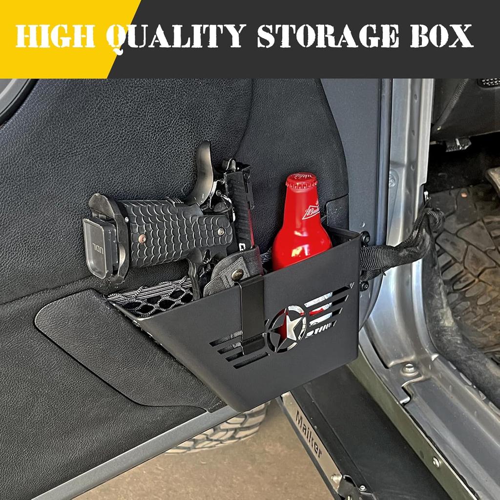 Door Pockets Storage Compatible With 2007-2018 Jeep Wrangler JK JKU 4 Door Metal Side Ert Organizer Box Replace Sagging Net