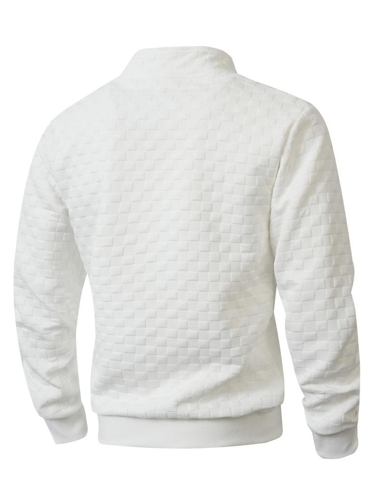 Men's Tactical Fleece Plaid Zipper Hoodie with Stand Collar