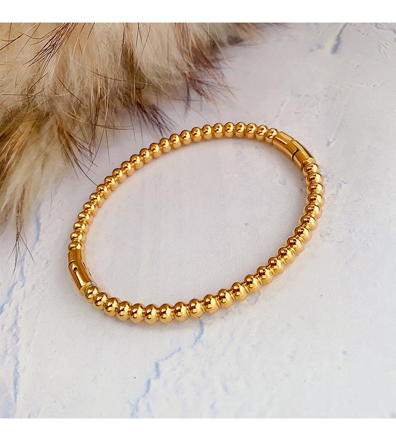 2023 Trendy Titanium Steel Round Bead Bracelet - Non-Fading, Fashionable & Simple Design