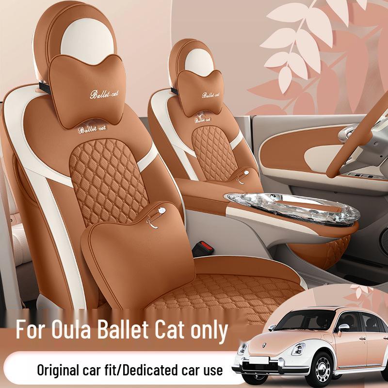 ORA Ballet Cat Cartoon Seat Cushion: All-Season, Full-Wrap Car Seat Cover In Special Leather.