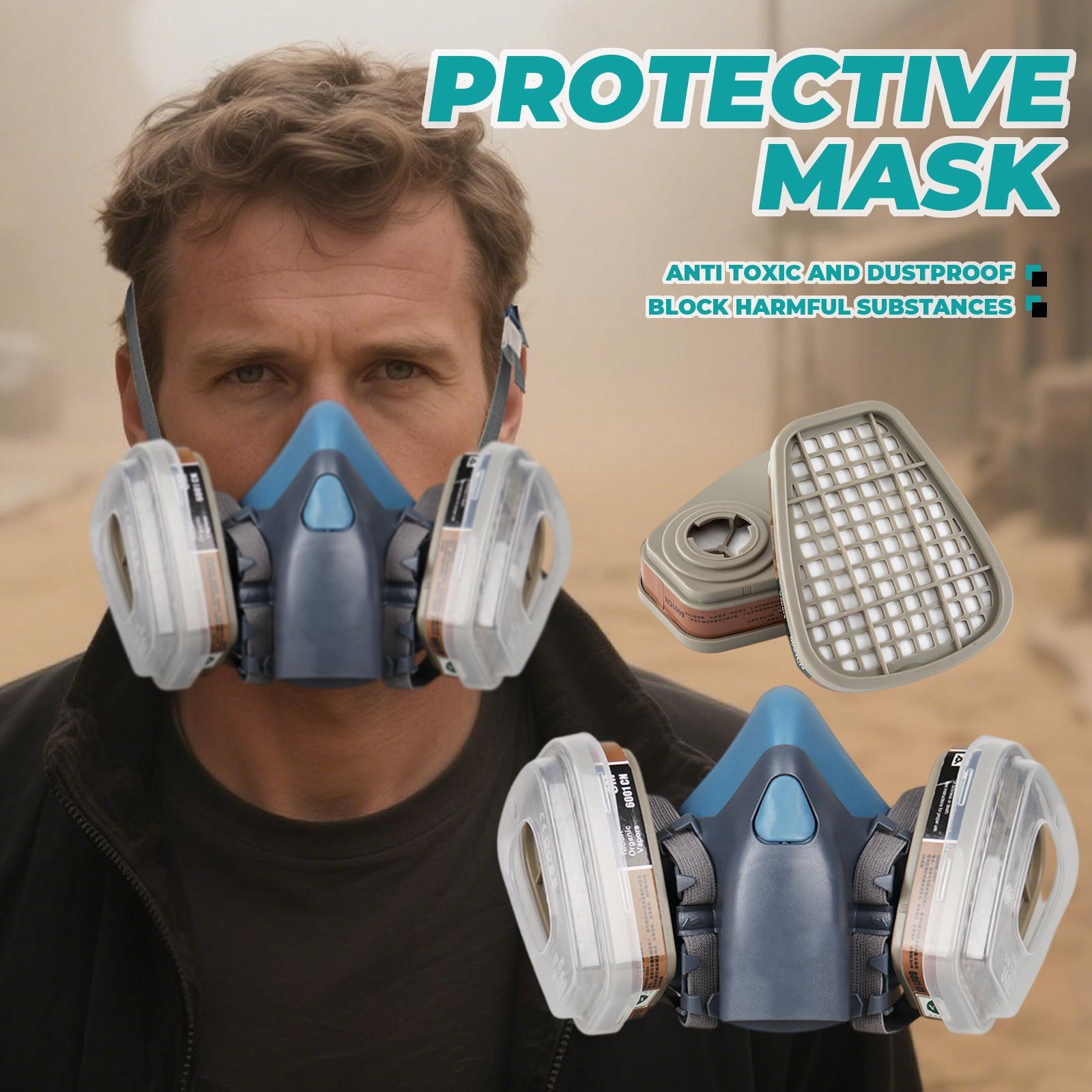 

Пылезащитная маска с активированным углем 7502, маска для распыления краски, полировки, декора, маска от брызг, маска от химикатов и пестицидов One Size