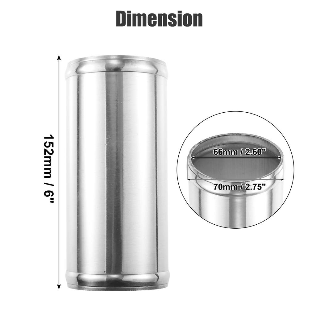 ACROPIX 70mm 2.75" OD 6" 152mm Length Universal Car Aluminum Alloy Intercooler Pipe Straight Air Intake Tube - 2 Pieces