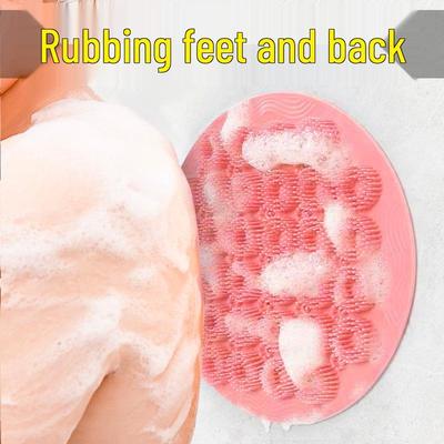 Round Exfoliating Back and Foot Scrubbing Pad - Lazy Person's Massage Mat for Shower