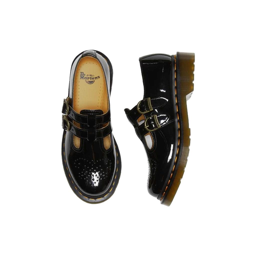 Dr. Martens Leather Adjustable Buckle Flat Shoes Women shoes Black 12916002