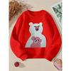 Girls' Crewneck Sweatshirt - Bear And Cub Pattern Print Machine Washable, Spring And Autumn, Sportswear And Casual Wear
