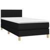 3140755 vidaXL Lit à sommier tapissier avec matelas Noir 100x200 cm Tissu
