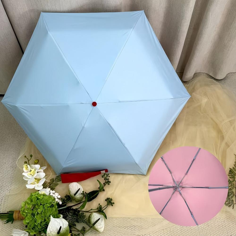 UV Protection Sun Rain Umbrella Portable Solid Color Parasol  Travel Accessories синий