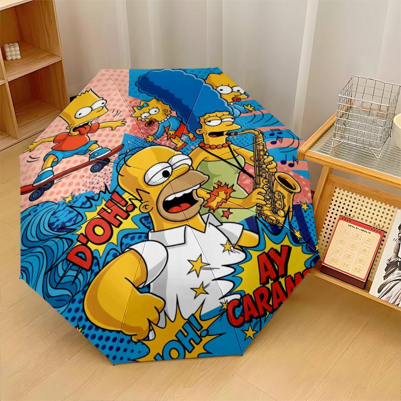The Simpsons Windproof Auto 8 Rib Folding Umbrella Portable Outdoor Parasol
