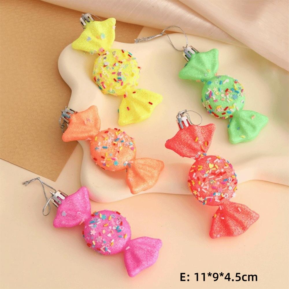 Creative Colorful Christmas Hanging Faux Candy Holiday Props Christmas Tree Ornament Party Supplies Plastic Xmas Decorations