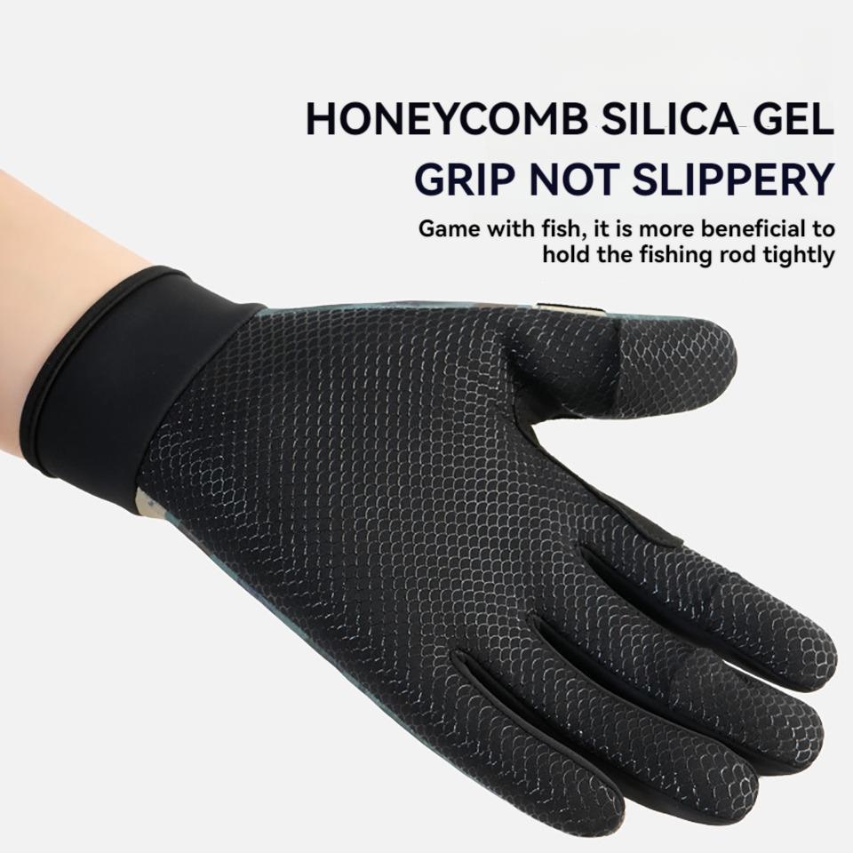 Gobygo Fishing Gloves Flip Finger Touch Screen Waterproof Wear-Resistant Outdoor Riding Thickened Silicone Anti-Slip Men Women