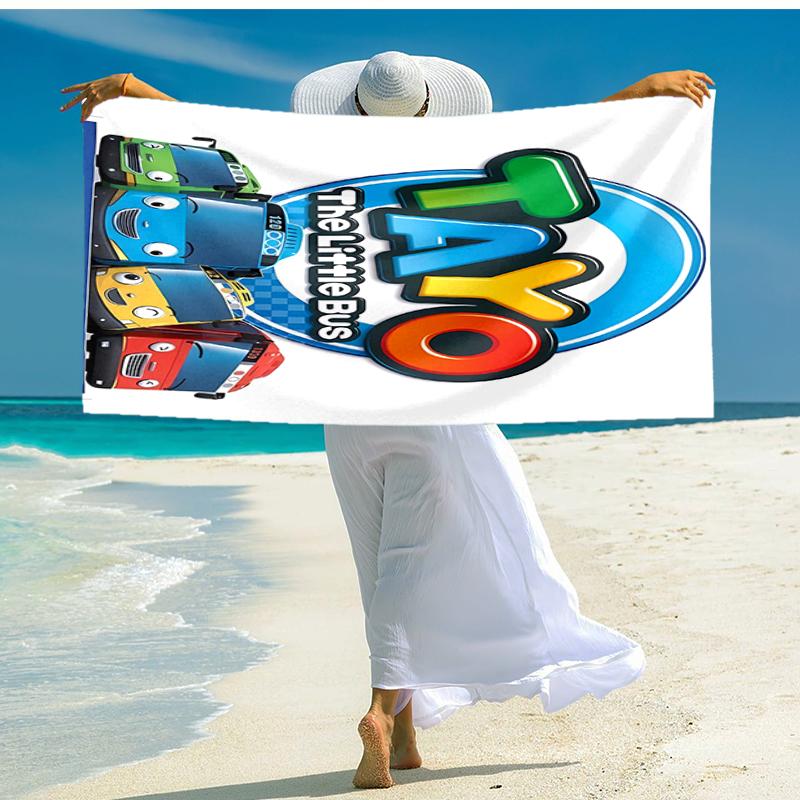 1pc Tayo The Little Bus2 Beach Towel, Comfortable and Thick, and Swimming/Bath/Picnic/Camping Towel, Suitable for Seaside Beaches